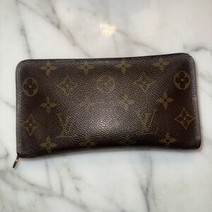 Louis Vuitton Monogram Zippy Wallet Zip Around Brown LV Authentic France
